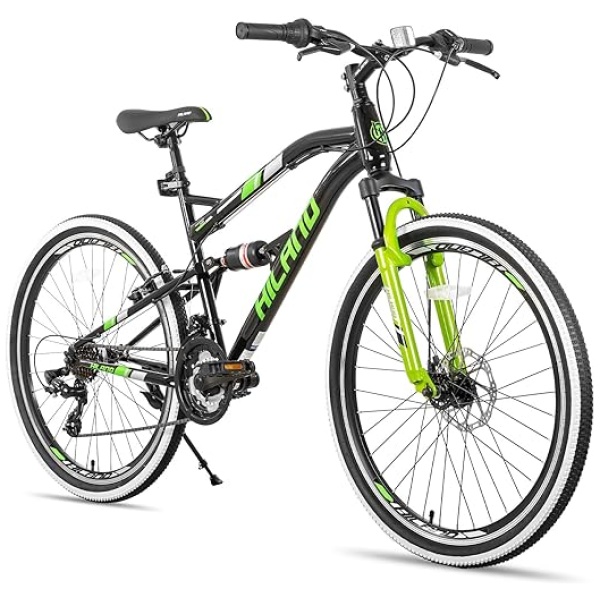 Hiland 26 Inch Mountain Bike,Full-Suspension 21 Speeds Drivetrain with Disc-Brake MTB Bicycle,for Men Mens Women Bike