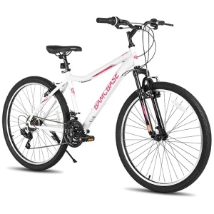 Hiland 26 Inch Women‘s Mountain Bike, 21 Speed Steel Frame Adult Bicycle, Man MTB Bikes with Suspension Fork, Purple Green White