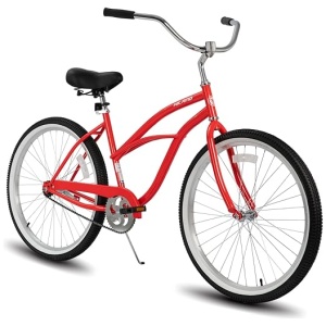 Hiland 26 Inch Womens Beach Cruiser Bike, Single Speed Commuter Bicycle with Rear Coaster Brake, Low Step-Through Frame, Comfortable Seat with Dual...
