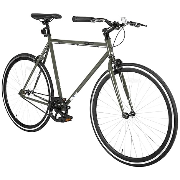 Hiland 700C Mens Road Race Bike, Single Speed Fixed Gear Womens Bicycle with Light Frame for Commuter, Adult Urban Hybrid Bike