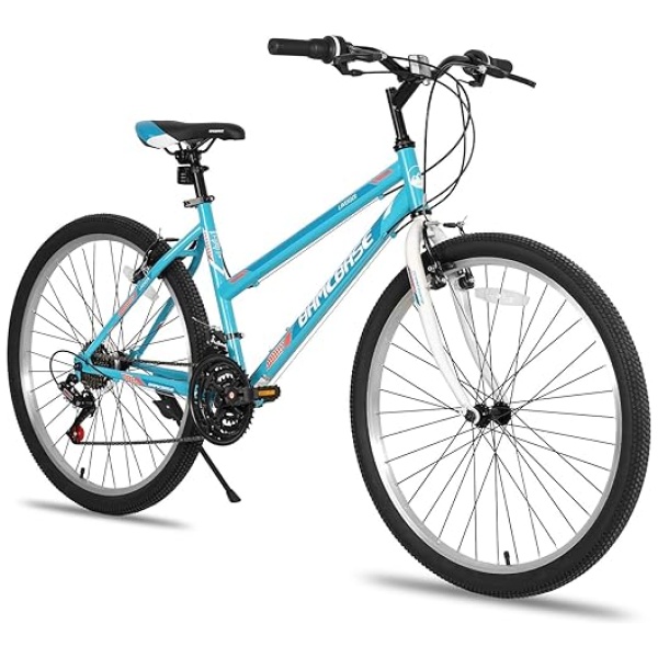 HILAND Bamcbase Womens Mountain Bike, 24 26 Inch 21 Speeds Hybrid Commuter Bicycle for Adults, Sport Hardtail Trail MTB