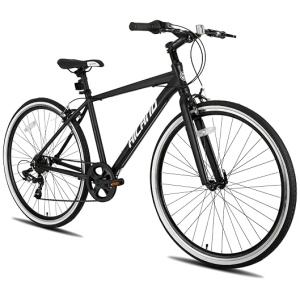 Hiland Mens and Womens Hybrid Bike, Step-Over or Step-Through Frame, 700C Wheels Urban Commuter Bike, Shimano Drivetrain 7 Speeds Road Bicycle for...