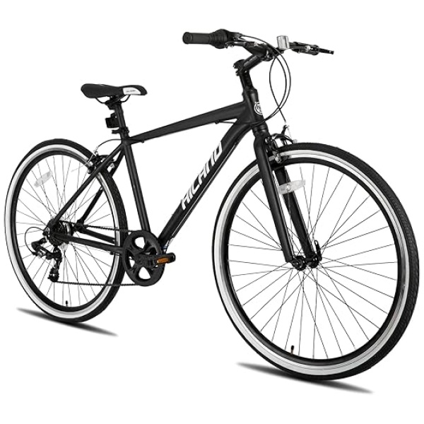 Hiland Mens and Womens Hybrid Bike, Step-Over or Step-Through Frame, 700C Wheels Urban Commuter Bike, Shimano Drivetrain 7 Speeds Road Bicycle for...
