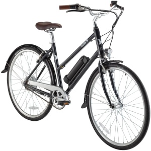 Hurley Electric Bikes Amped ST Hybrid Single Speed Step Thru E-Bike (Blue, Large / 19)