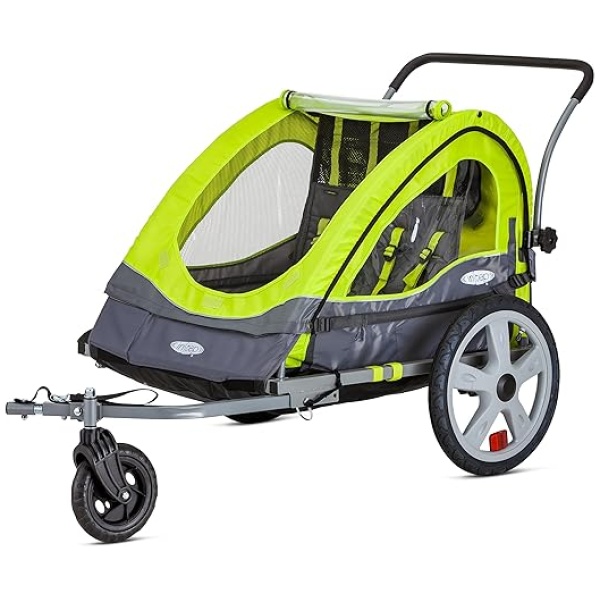 Instep Quick-N-EZ Double Tow Behind Bike Trailer for Toddlers, Kids, Converts to Stroller, Jogger, 2-in-1 Canopy, Universal Bicycle Coupler,...