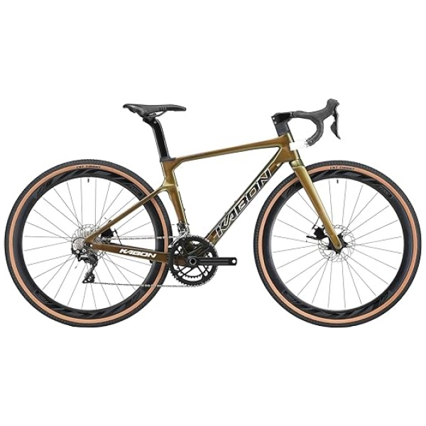 KABON Carbon Gravel Road Bike, T800 Carbon Fiber Frame 700C Road Bike with 18 Speeds Drivetrain, Integrated Carbon Handlebar, Disc Brakes Racing...