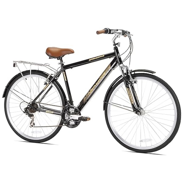 Kent International Springdale Hybrid Bicycle, Black | 700c ‎Hybrid Bike with 21-Speed Rear Shimano Derailleur Drivetrain | Lightweight Mountain...