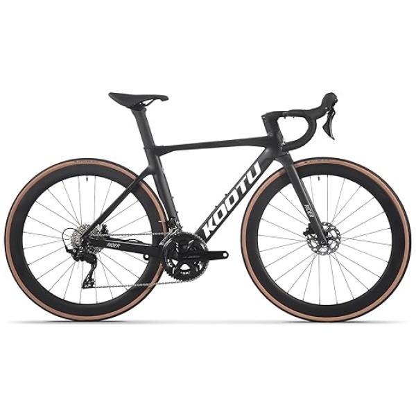 KOOTU Carbon Road Bike, Lightweight Full Carbon Fiber Disc Brake Racing Bicycle with Shimano R7120 24 Speed Groupset and Hydraulic Disc Brake for...