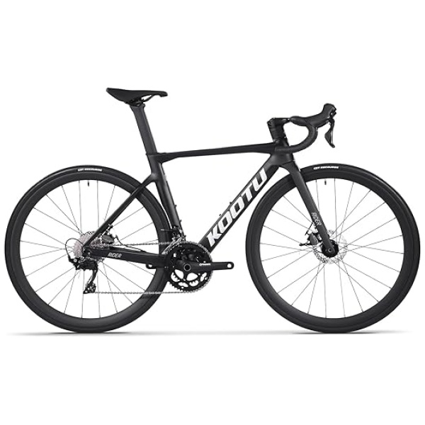 KOOTU Carbon Road Bike, T800 Lightweight Carbon Fiber Frame Racing Bicycle with 105 R7000 22 Speed Groupset and Mechanical Disc Brake for Adult