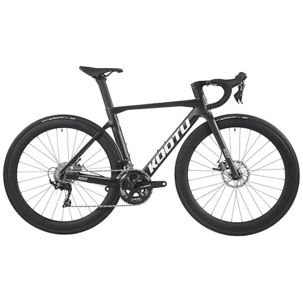 KOOTU Full Carbon Road Bike, T800 LightweightCarbon Fiber Frame Racing Bicycle with 105 R7000 22 Speed Groupset and Wire-Pull Disc Brake for Adult