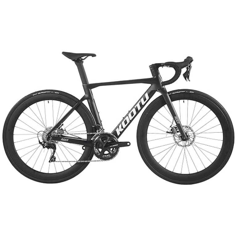 KOOTU Full Carbon Road Bike, T800 LightweightCarbon Fiber Frame Racing Bicycle with 105 R7000 22 Speed Groupset and Wire-Pull Disc Brake for Adult