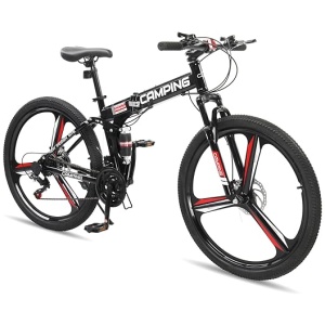 Ktaxon Foldable Mountain Bike 26 Inch Bike 21-Speed Bikes for Adults with Cool Design, Powerful Mechanical Dual Disc Brakes, Double Shock Effect...