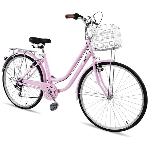 Ktaxon Women Bike Bicycles for Women, Beach Cruiser Bike with Premium Derailleur & Shift Lever, Adjustable Seat, High-Carbon Steel Frame and...