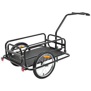KUAFU Foldable Bicycle Bike Cart with w/Hitch, Steel Frame Heavy Duty Bicycle Cargo Trailer, 88 Lbs Wagon Luggage Trailer, Fits Most Bicycles, Black