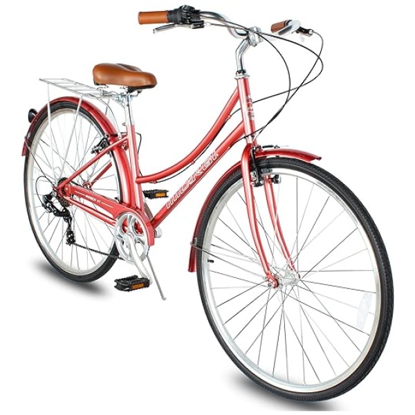 MICARGI 24/26 Inch Adult Cruiser Bicycle Hybrid Bike 1/7 Speeds Commuter Bike for Women, Men, Seniors,Step-Through or Step-Over Bike Steel Frame...