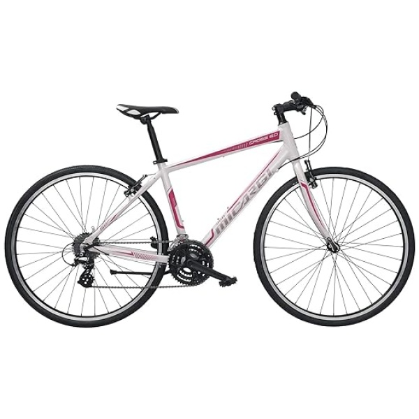 Micargi 26” Hybrid Bike Adult City Commute Bicycles 460MM Size Altus RD-M310-SGS 8 Speed Rear Derailleur Cross.6.0 (White)