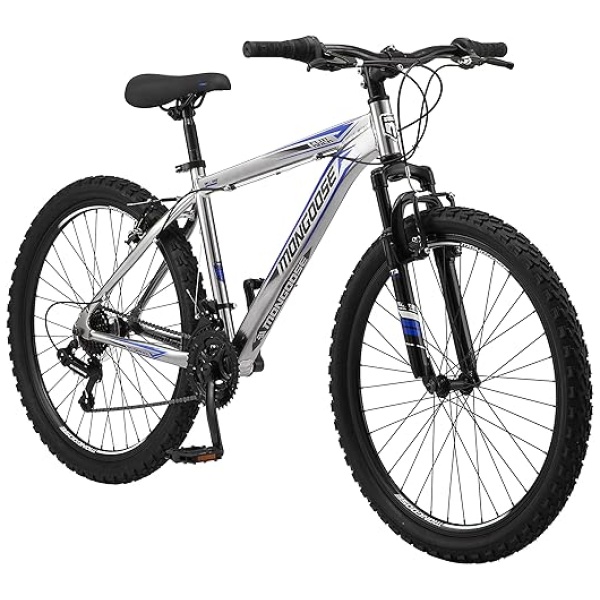 Mongoose Flatrock 21-Speed Hardtail Mountain Bike, 24 to 29-Inch Wheels, for Men Women Boys and Girls, Front Suspension, 14.5 to 18-Inch Aluminum...