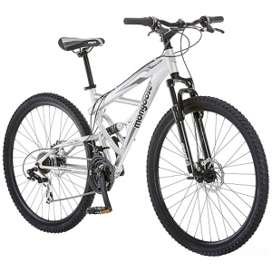 Mongoose Impasse Full Suspension Mountain Bike, Men and Women, 18-Inch Aluminum Frame, 29-Inch Wheels, Front and Rear Disc Brakes, Twist Shifters,...