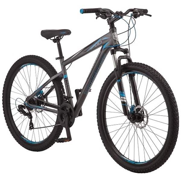 Mongoose Impasse HD Mountain Bike, Men and Women, 29-Inch Wheels, Aluminum Frame, Twist Shifters, 21-Speed Rear Deraileur, Front and Rear Disc...