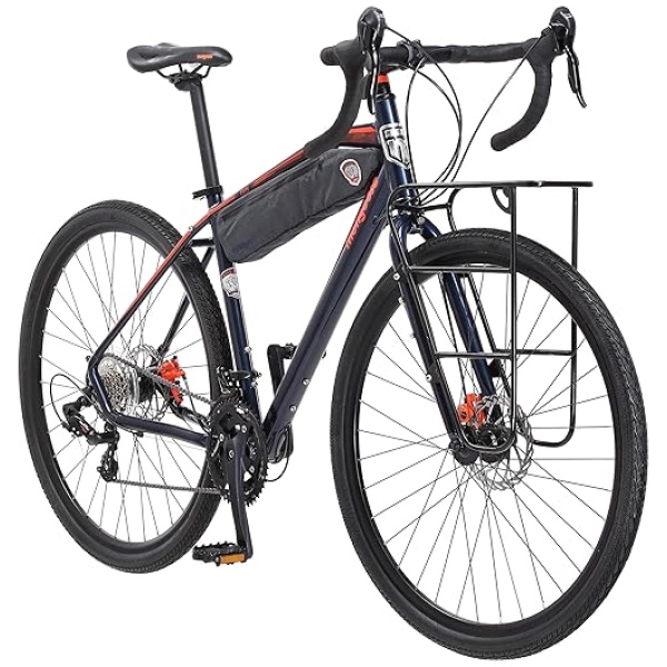 Mongoose Men's Elroy Adventure Bike 700C Wheel Bicycle, Blue, 54cm frame size