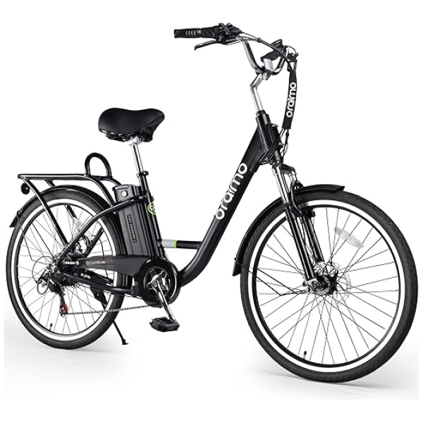 Oraimo Electric Bike for Adults 3.5H Fast Charge Up to 40 Miles Removable Battery,350W(Peak 500W) 26" City Cruiser Ebike 2X Load Rear Rack,Air...