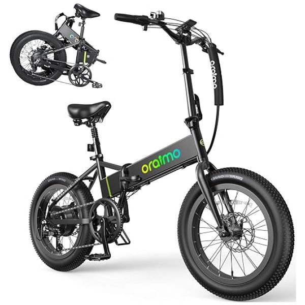 Oraimo Folding Electric Bike for Adults, 750W Brushless Motor(Peak 1000W), 48V 12Ah Hidden Battery Up to 50 Miles, 3.5H Fast Charge, 20" Fat Tire...