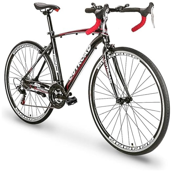 PanAme 14-21 Speed Road Bike with Light Aluminum Alloy Frame, 700C Wheel Commuter Bicycle with Dual Disc/V Brakes for Men and Women, Adult Faster...