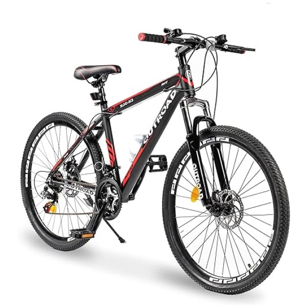 PanAme 26 Inch Adult Folding Bikes/Mountain Bikes, 21 Speeds Mountain Bicycles with Full Suspension, Dual Disc Brake, High Carbon Steel Frame,...