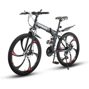 PanAme 26 Inch Adult Folding Bikes/Mountain Bikes, 21 Speeds Mountain Bicycles with Full Suspension, Dual Disc Brake, High Carbon Steel Frame,...