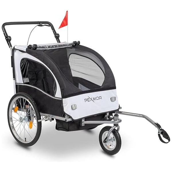 PEXMOR 2-in-1 Bike Trailer for Kids 2 Seat,Child Bicycle Trailer Bike Stroller w/Safety Harnesses & Shock Absorber,Pull Behind Baby Bike Trailer...