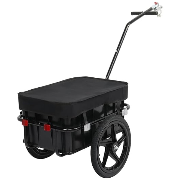 PEXMOR Bike Cargo Trailer with Removable Box & Waterproof Cover, Bicycle Wagon Trailer with 16" Wheels & Quick Release Universal Coupler, Large...