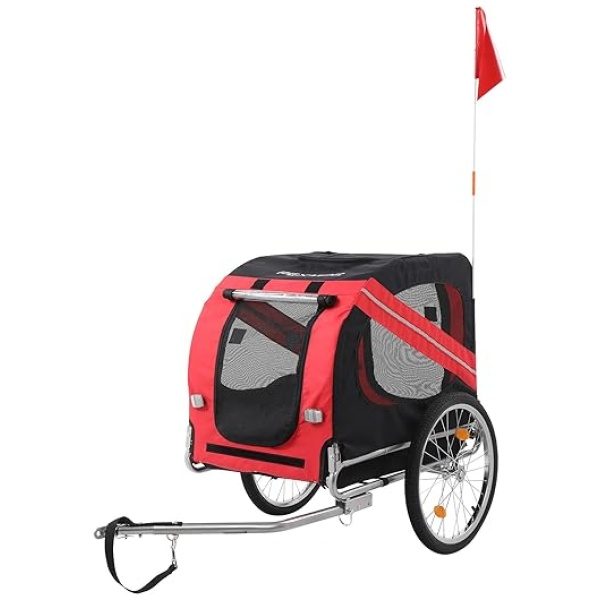 PEXMOR Dog Bike Trailer, Folding Pet Dog Trailer Cart for Bicycle, Bike Cargo Wagon Carrier w/Universal Hitch & 20" Wheel