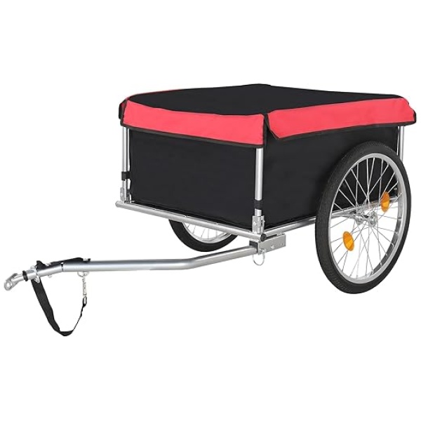 PEXMOR Foldable Bike Cargo Trailer, Bicycle Luggage Wagon Trailer Folding Frame & Quick Release 20" Wheel, Bike Carrier Storage Cart w/Hitch &...