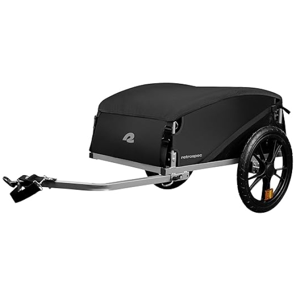 Retrospec Rover Hauler Cargo Bike Trailer with Folding Frame & Weather Resistant Fabric, Large Cargo Carrier, Fits 20” - 29” Bicycle Wheels
