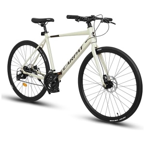Road Bike 700C Tires, Drop/Flat Bar 16 Speeds Hybrid Bike for Men, Aluminum Alloy Lightweight Frame Disc Brake Racing Bike, City Commuting Road...