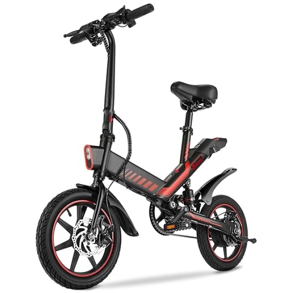 Sailnovo Electric Bike, Electric Bicycle with 18.5MPH Electric Bikes for Adults Teens E Bike with Pedals, 14" Waterproof Folding Mini Bikes with...
