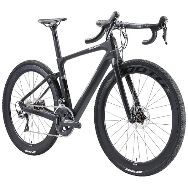 SAVADECK Carbon Gravel Road Bike, Hydraulic Disc Brake Gravel Bike 700cX40c Trail Gravel Road Bike with R8000 Crankset 22 Speeds and 40C CST Tires