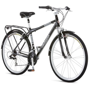 Schwinn Discover Adult Hybrid Bike for Men and Women, 700c Wheels, 21-Speeds, Step-Through or Step-Over Frame, Front and Rear Fenders, Rear Cargo Rack