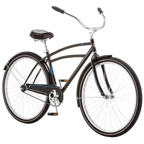 Schwinn Gammon Cruiser Bike, For Men and Women, Single Speed, 26-Inch Wheels, Retro-Styled Frame, Rear Coaster Brake, Black