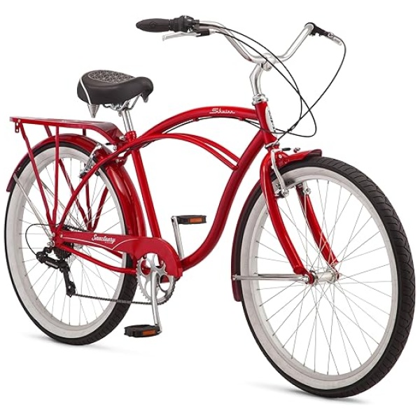 Schwinn Sanctuary 7 Comfort Beach Cruiser Bike for Adult Women Men, 7-Speed Drivetrain in Retro-Styled Steel Step-Through or Step-Over Frame,...