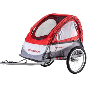 Schwinn Trailblazer Child Bike Trailer, Single Baby Carrier, Canopy, 16-inch Wheels, Red