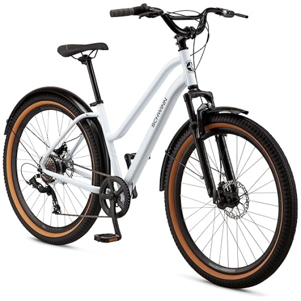 Schwinn Vega CE and Inline Version Adult Hybrid Comfort Bike, 27.5-Inch Wheels, 15.5-18.5-Inch Alloy Aluminum Comfort Frame, 7 or 8-Speed Twist...