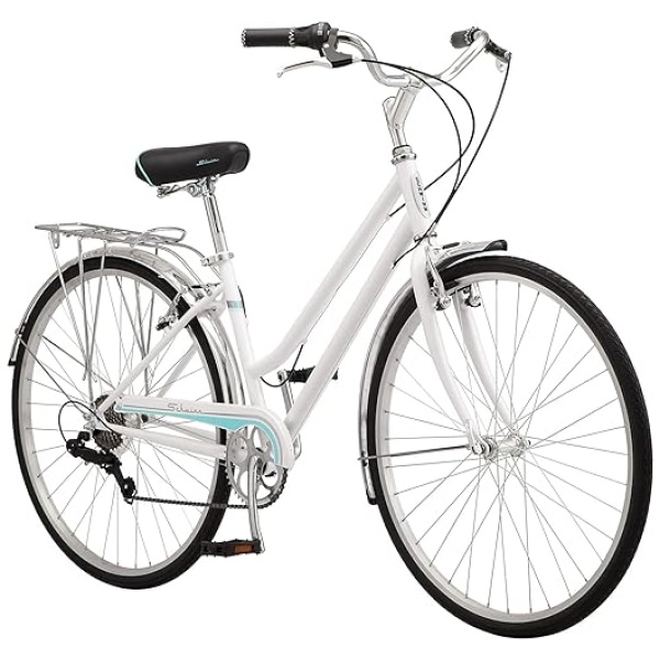 Schwinn Wayfarer Adult Hybrid Bike, Mens and Womens, Step-Over or Step-Through Frame Options, 7-Speed Drivetrain, Rear Rack, 700C Wheels
