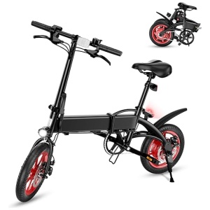 SEHOMY 18MPH Folding Electric Bike for Adults, 14'' 350W Adults Electric Bicycle, Waterproof Women Commuter E Bike with 36V 8AH Battery, Throttle &...