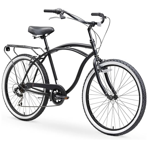 sixthreezero Around The Block Men Beach Cruiser Bike, 1/3/7/21 Speed Bicycles, 26"/24" Wheels, Multiple Colors