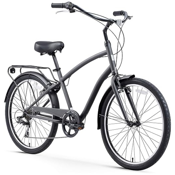 sixthreezero EVRYjourney Men's Steel Beach Cruiser Bike, Hybrid Bicycle, 26 Inch Wheels, Multiple Speed Options and Color Options