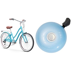 sixthreezero EVRYjourney Steel Women's 7-Speed 26" Hybrid Bicycle Bundle with Classic Bike Bell
