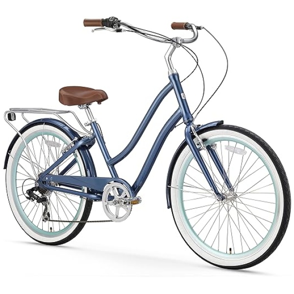 sixthreezero EVRYjourney Women's Beach Cruiser Bike, Step Through Hybrid Bicycle, 24 or 26 Inch Wheels, Multiple Speed Options and Colors