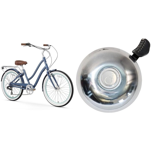 sixthreezero Women's 7-Speed Hybrid Cruiser Bike Bundle with Classic Bicycle Bell