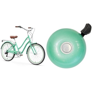 sixthreezero Women's Hybrid Cruiser Bike with Matching Fenders, Rear Rack, 7 Speeds, Mint Green Classic Bicycle Bell